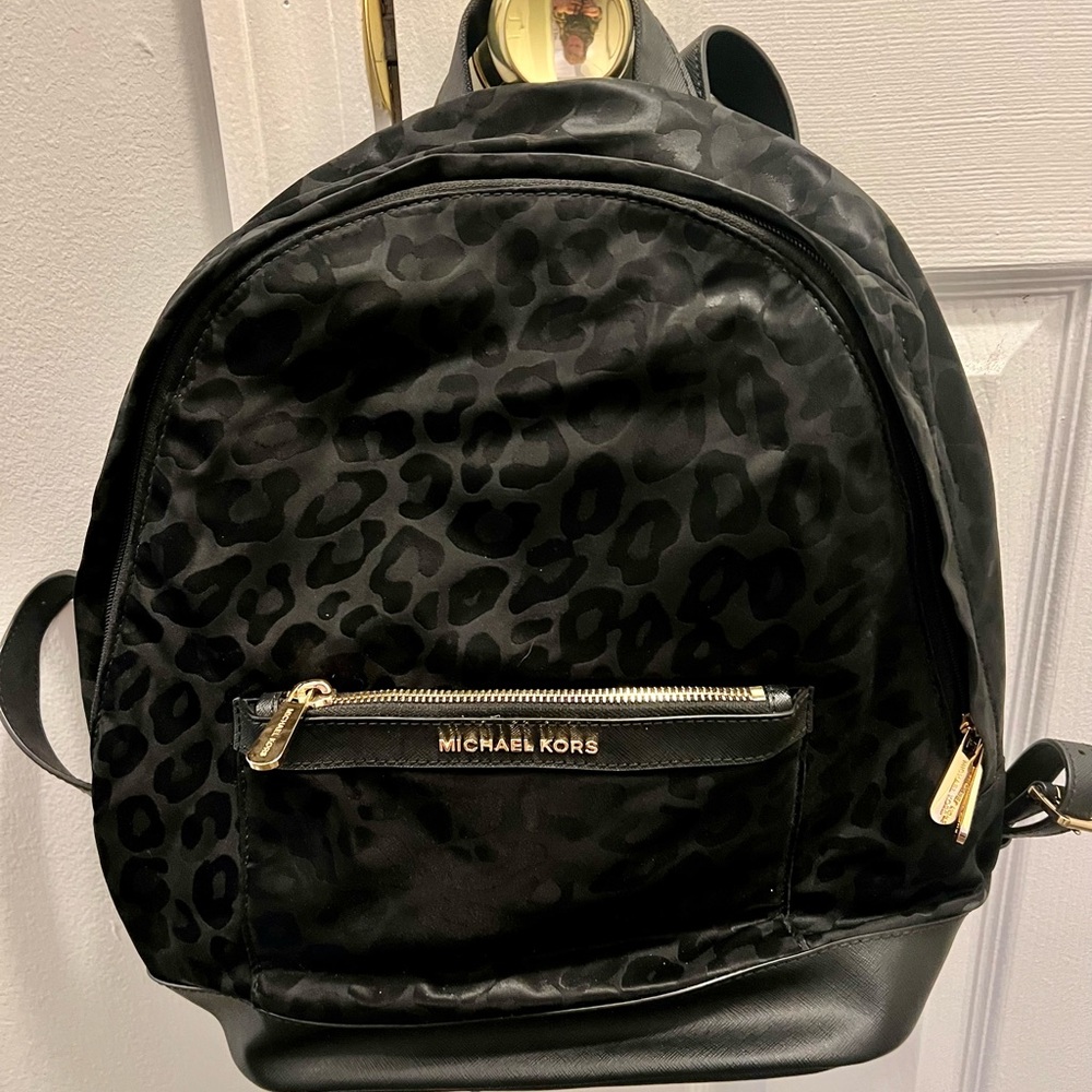 Black leopard Michael Kors Bookbag purse